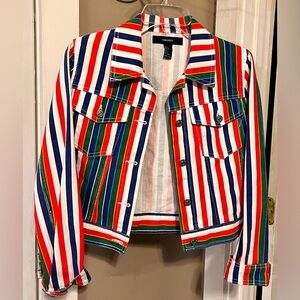 Forever 21 blue, green, red and white striped jacket